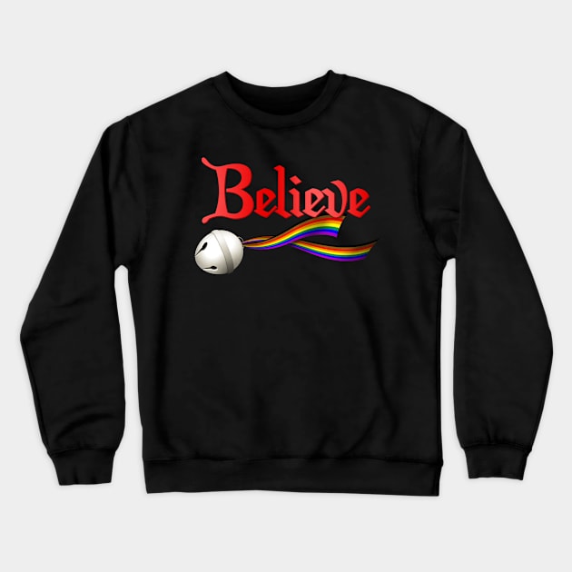 Believe Philly LGBTQ Pride Jingle Bell Crewneck Sweatshirt by wheedesign